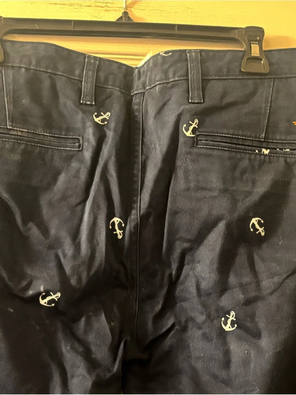 Levi's Navy Chinos with White Anchor Embroidery